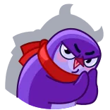 😈 penguin ungu, penguin kartun, syal, merencanakan, animasi, imut, burung, hewan telegram sticker