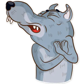 😑 lobo, desenho animado, animal, gesto, personagem, engraçado, mamífero telegram sticker