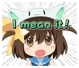 😠 I mean it! anime, cartoon, expression, cat ears, i mean it, cute, girl telegram sticker