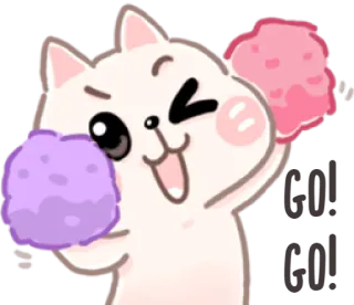 🤗 Katze, Cheerleader, Pompons, süß, Sticker, Tier whatsapp sticker