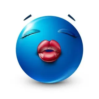 🌟 Emoji, Kus, Lippen, Blauw, Gezicht whatsapp sticker