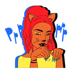 🐱 Prrrr gato, chica gato, chica, sexy, dibujos animados, gatito telegram sticker