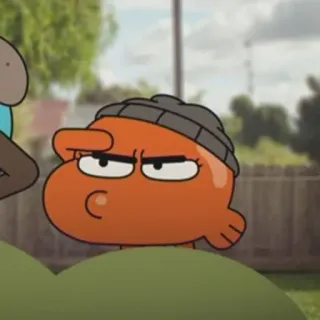 👀 Darwin Watterson The Amazing World of Gumball Kartun, Ikan, Oranye, Topi, Animasi telegram sticker