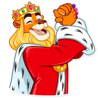 😄 лев, король, корона, мультфильм, королевский, животное, персонаж telegram sticker