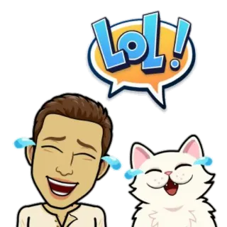 😂 LOL! LOL, rire, emoji, chat, avatar, drôle, BD telegram sticker