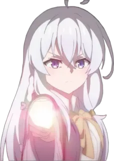 😡 Anime, Mädchen, weiße Haare, lila Augen, Magie, Fantasy telegram sticker