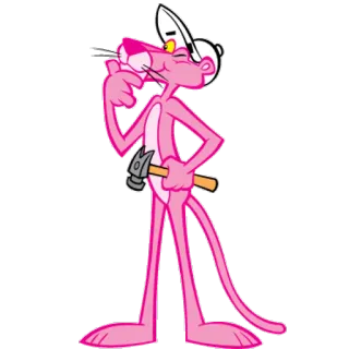 💪 Pink Panther cartoon, pink, panther, hammer, nail telegram sticker