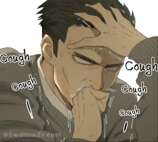 😓 Cough tos, enfermo, hombre, enfermedad, anime telegram sticker