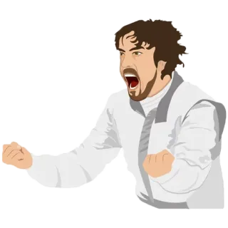 💪 Mann, Karate, Kampfsport, Kampfhaltung, Schreien, Uniform telegram sticker