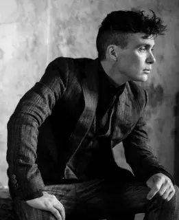 🌵 Thomas Shelby Peaky Blinders setelan jas, pria, potret, hitam putih, aktor telegram sticker