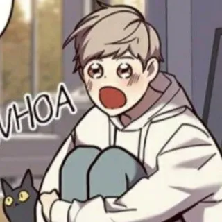 😻 WHOA 만화, 소년, 놀란, 고양이 telegram sticker