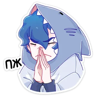 🙏 пж Tubarão, Moletom com capuz, Implorando, Fofo, Anime whatsapp sticker