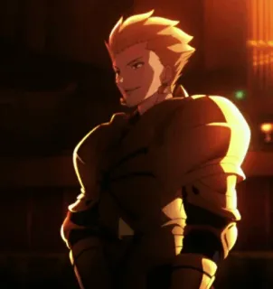 ✨ Gilgamesh Fate/Zero Anime, Król, Łucznik, Złoty, Blond telegram sticker
