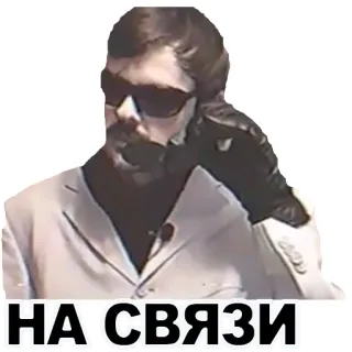 📞 НА СВЯЗИ pria, telepon, daring, kacamata hitam, berbicara, menelepon whatsapp sticker