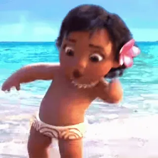 😮 Moana 赤ちゃん, 漫画, ビーチ, 花, 海, かわいい, アニメ, 子供 whatsapp sticker