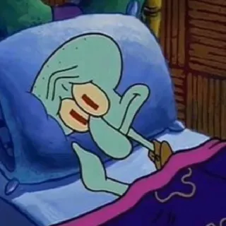 😴 Squidward Spongebob Squarepants сквидвард, спит, кровать, мультфильм, nickelodeon telegram sticker