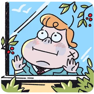 🤩 desenho animado, janela, personagem, ilustração telegram sticker