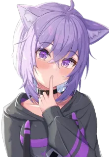 😍 anime, girl, cat, ears, cute, shush telegram sticker