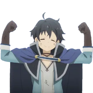 💪 Anime, Desenho animado, Personagem, Alegre, Feliz, Convencido telegram sticker