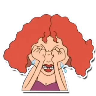 😭 khóc, buồn bã, buồn, thất vọng, cảm xúc, tóc đỏ, hoạt hình telegram sticker
