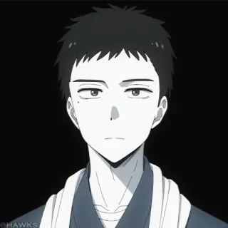🎏 Anime, Sérieux, Homme, Portrait, Cheveux noirs telegram sticker