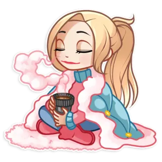 ☕ stiker, kartun, kopi, santai, nyaman, musim dingin telegram sticker
