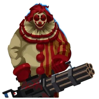 🔥 palhaço, arma, minigun, arma, assustador, horror, maligno, adesivo telegram sticker