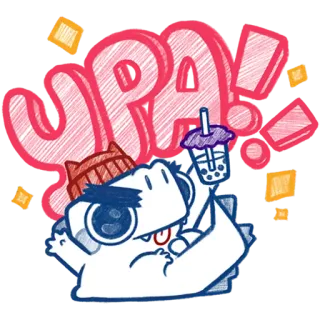 🥳 YPA! dinosaur, bubble tea, cartoon, sticker, cute telegram sticker