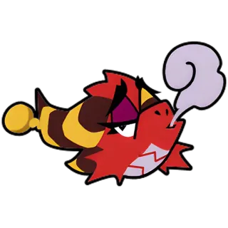 💨 cartoon, fish, angry, smoking, red telegram sticker