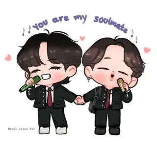 ❤️ you are my soulmate 만화, 사랑, 커플, 소울메이트, 노래 telegram sticker