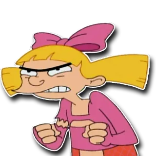 😡 Helga Pataki Hey Arnold! dessin animé, nickelodeon, en colère, années 90, personnage telegram sticker