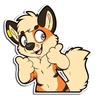 👍 furry, thumbs up, anthropomorphic, cartoon, animal, happy, sticker telegram sticker