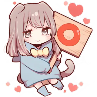 ✅ 动漫, 女孩, 爱心, 可爱, 卡哇伊, 卡通 whatsapp sticker