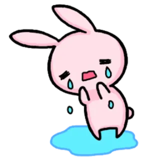 😭 lapin, pleurs, triste, larmes, dessin animé, rose, mignon, kawaii whatsapp sticker