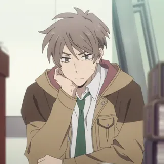 💵 Anime, Männlich, Charakter, Junge, Mann, Schüler, Nachdenklich, Denken telegram sticker
