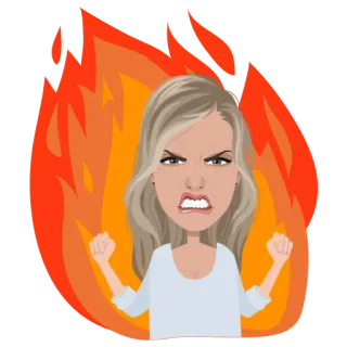 🔥 marah, frustrasi, kesal, api, kartun, wanita, kemarahan telegram sticker