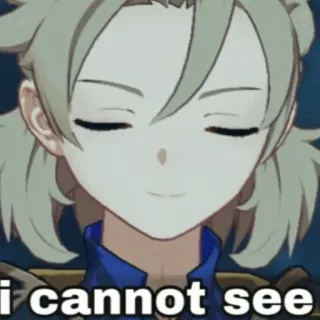 😶 Albedo Genshin Impact I cannot see albedo, genshin impact, anime, closed eyes, meme telegram sticker