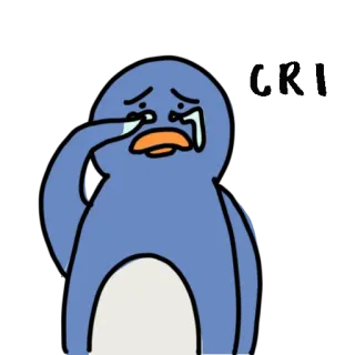 😪 triste, pleurer, pingouin, émotionnel, dessin animé telegram sticker