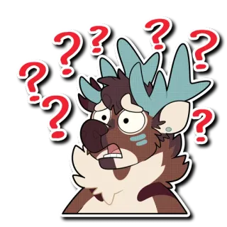 😵 Furry, Confus, Points d'interrogation, Cerf, Autocollant telegram sticker
