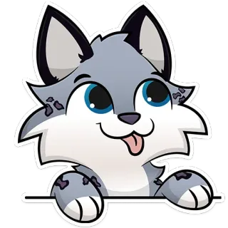 😛 wolf, dier, schattig, huisdier, hond, cartoon telegram sticker