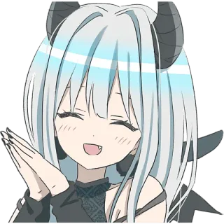 ☺️ anime meisje, demon, schattig, monster meisje, hoorns, anime, sticker telegram sticker