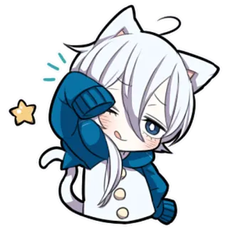 😋 cat, chibi, anime, kawaii, cute, cartoon telegram sticker
