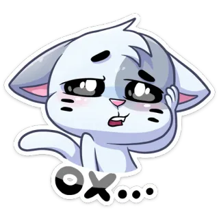 😮 O.o... gatto, carino, adesivo, cartone animato, animale, espressione telegram sticker