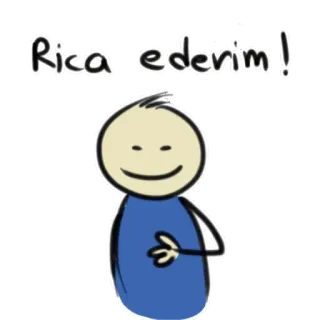 🙌 Rica ederim! merci, salutation, poli, bonhomme allumette, dessin animé telegram sticker
