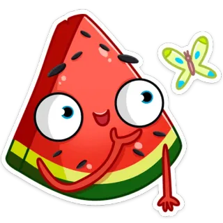 🦋 melancia, fruta, desenho animado, borboleta, fofo, comida, kawaii whatsapp sticker