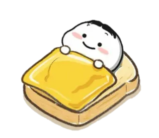 🍢 kawaii, pan, tostada, lindo, durmiendo, hoja, dibujos animados whatsapp sticker