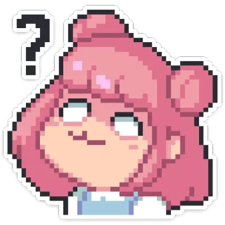 🤔 domanda, carino, ragazza, pixel art, anime telegram sticker