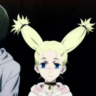 🧹 アニメ, 漫画, 金髪, 女の子, キャラクター, 青い目, ポニーテール telegram sticker