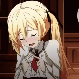 👉 Anime, Rougir, Féminin, Cheveux Blonds, Queue de Cheval telegram sticker