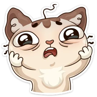 😧 chat, autocollant, dessin animé, animal, illustration, mignon telegram sticker